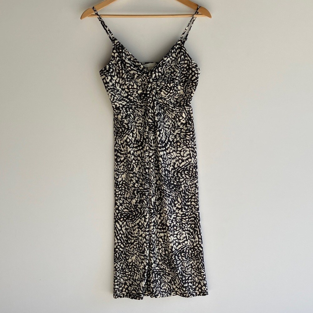 H&M Elegant Black and White-Cream Patterned Dress